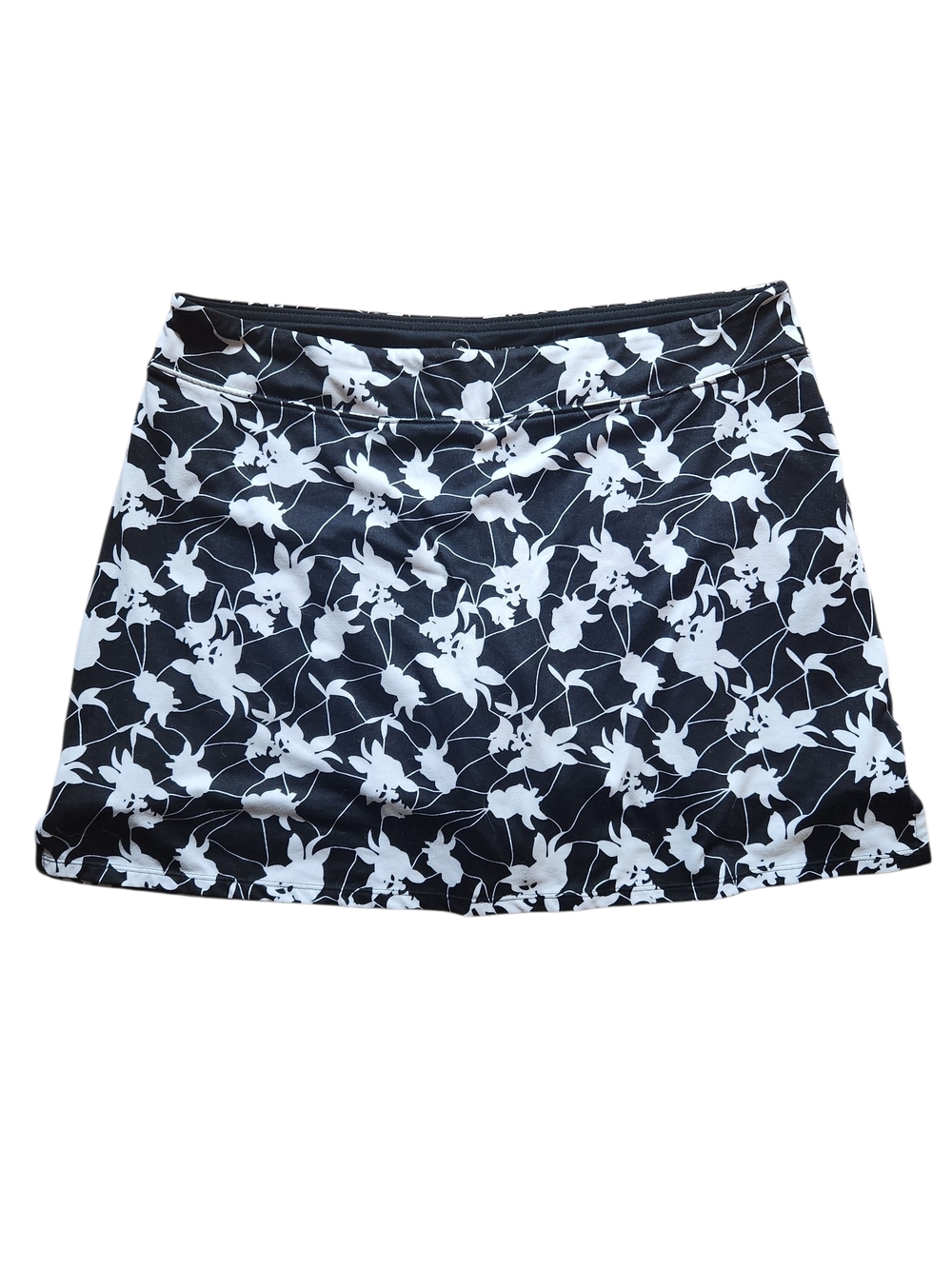 B2G1 FREE! Black & White Floral A-Line Skort